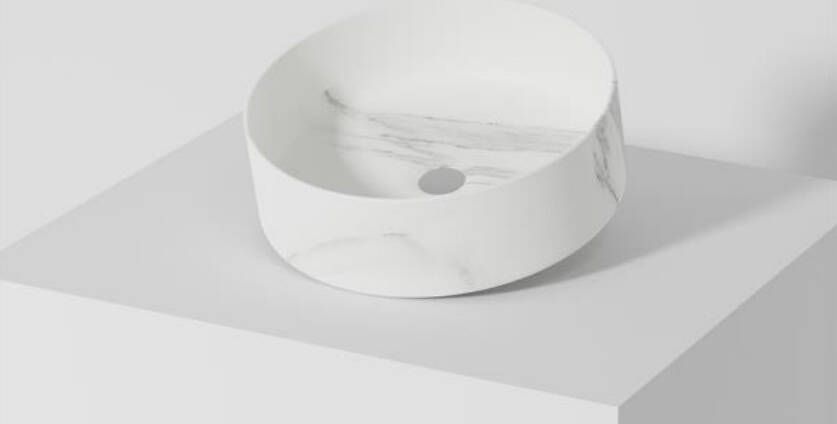 Resigres Lavabo 8003 waskom rond 40x10cm solid surface calacatta