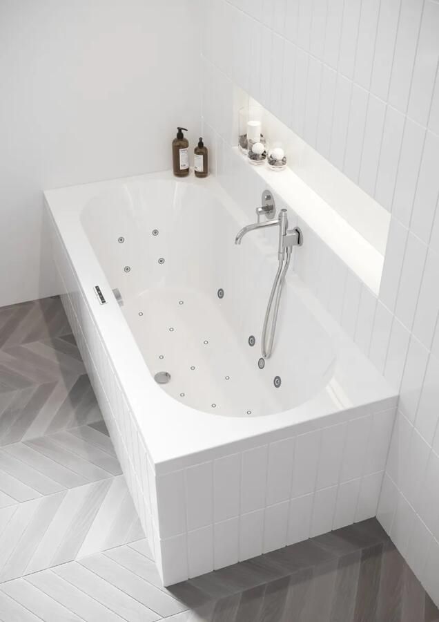 Riho Carolina bubbelbad 180x80cm wit glans met touchbediening 6 + 4 + 2 hydrojets en 11 aerojets