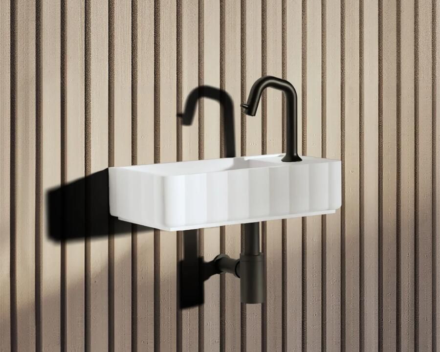 Riho Catching Waves fontein solid surface met kraangat rechts wit mat