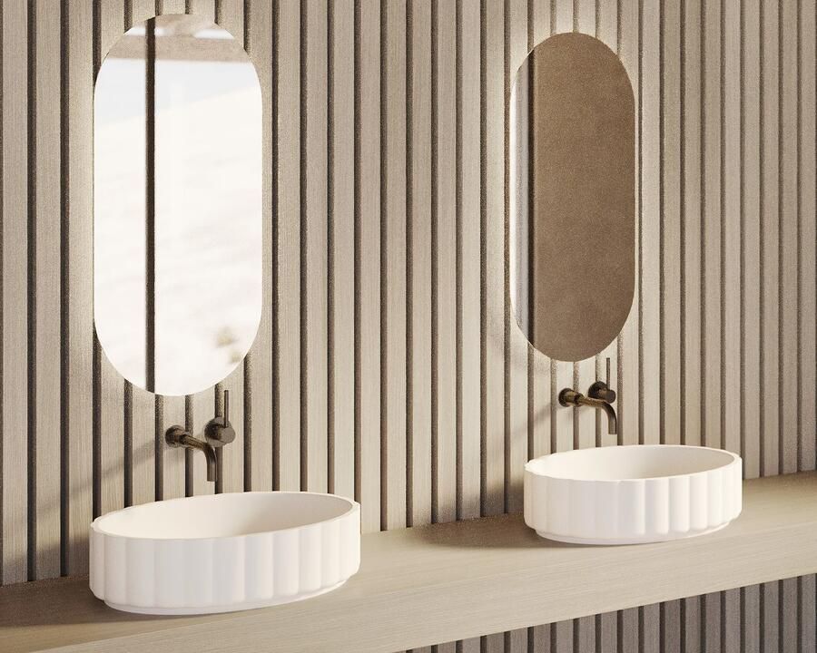 Riho Catching Waves waskom solid surface wit mat