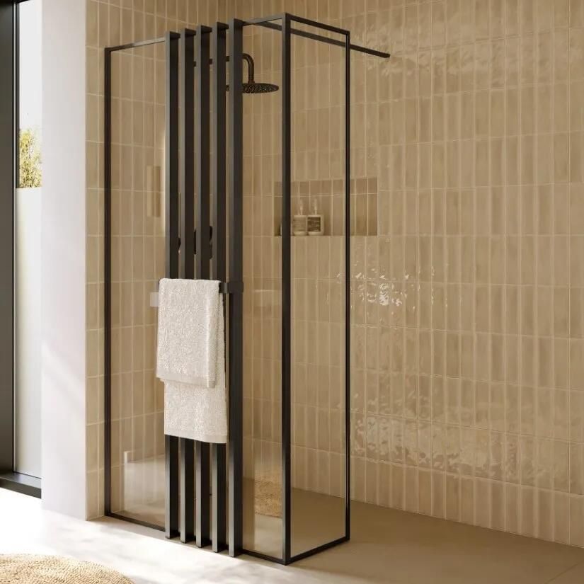 Riho Define inloopdouche l-vorm met decopaneel 100x40x200cm ijzer verouderd mat