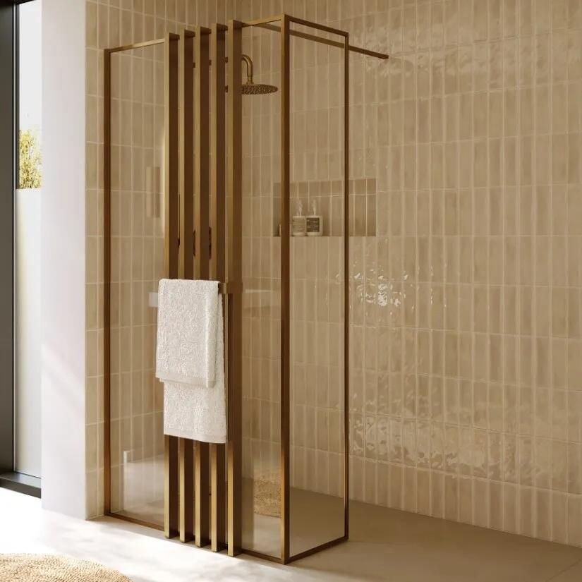 Riho Define inloopdouche l-vorm met decopaneel 100x40x200cm koper mat