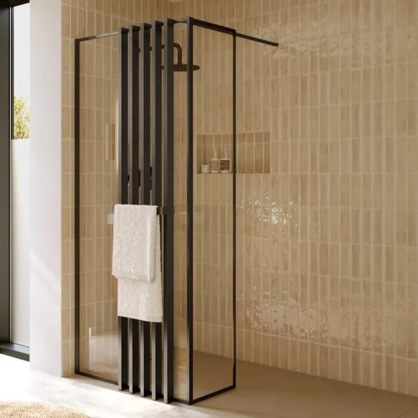 Riho Define inloopdouche l-vorm met decopaneel 90x40x200cm ijzer verouderd mat