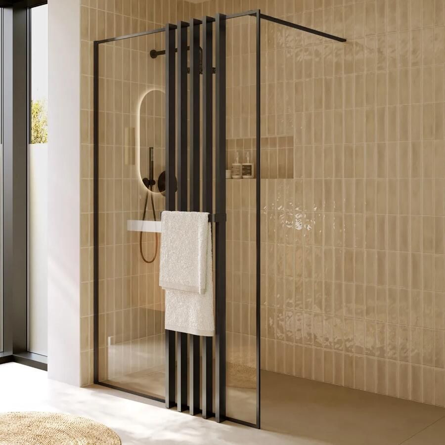 Riho Define inloopdouche met decopaneel 120x200cm ijzer verouderd mat