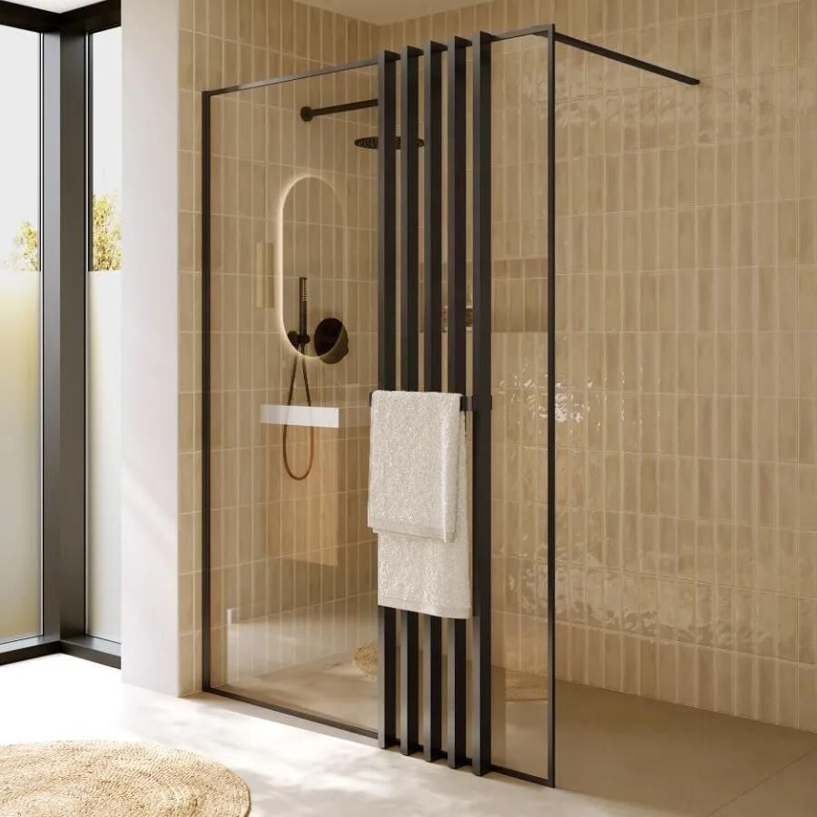 Riho Define inloopdouche met decopaneel 140x200cm ijzer verouderd mat