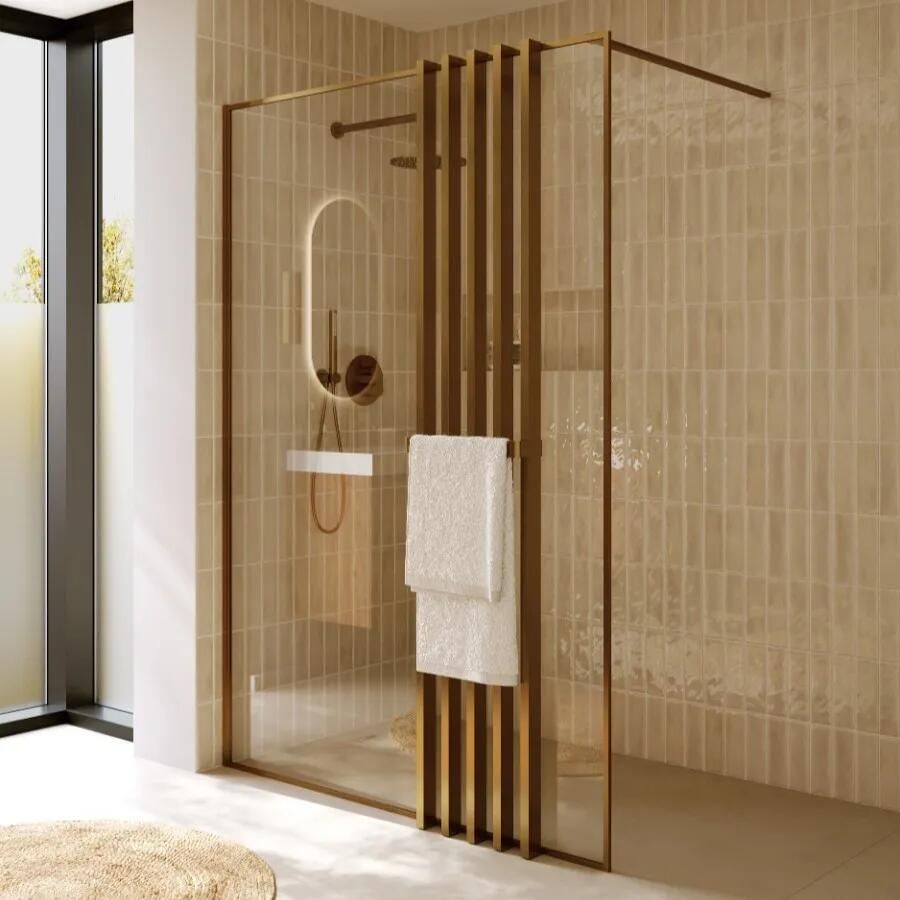 Riho Define inloopdouche met decopaneel 140x200cm koper mat