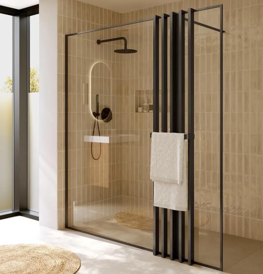 Riho Define inloopdouche met decopaneel 180x200cm ijzer verouderd mat