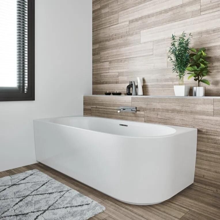 Riho Desire half vrijstaand bubbelbad sparkle mood rechts 170x77cm wit mat met Fall overloop