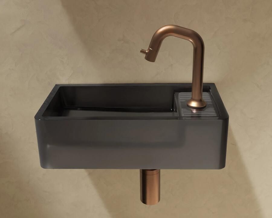 Riho Frosted fontein solid surface met kraangat rechts frosted smoke