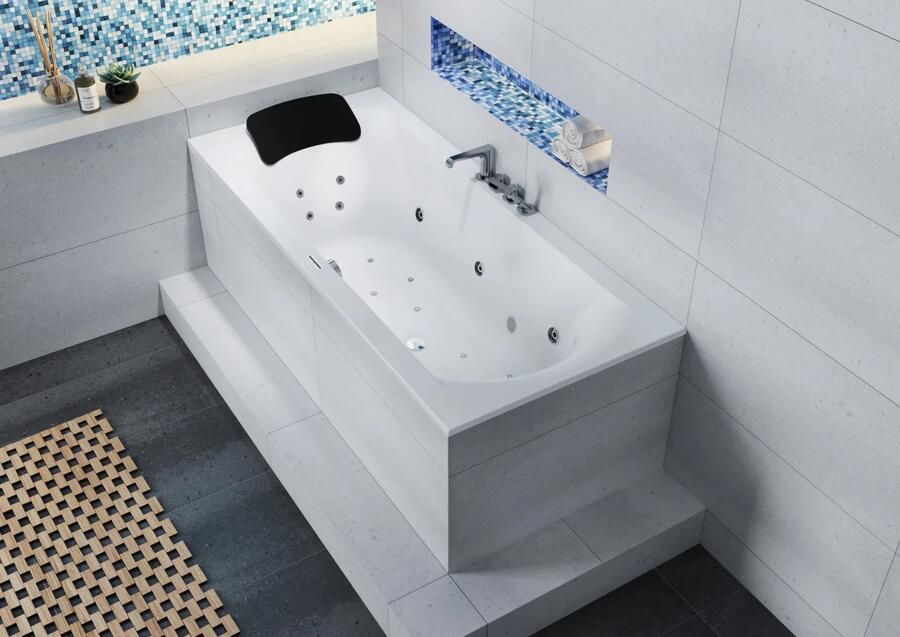 Riho Lima bubbelbad 180x80cm wit glans met touchbediening 6 + 4 + 2 hydrojets en 10 aerojets