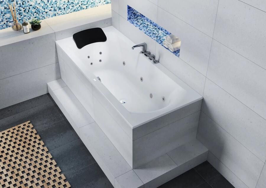 Riho Lima bubbelbad 190x90cm wit glans pneumatisch met 6 + 4 + 2 hydrojets