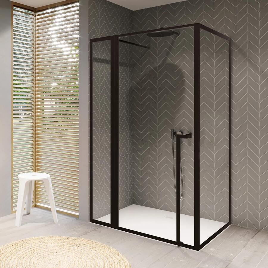 Riho Lucid GD203 douchecabine 100x90cm met 40cm zijwand zwart mat