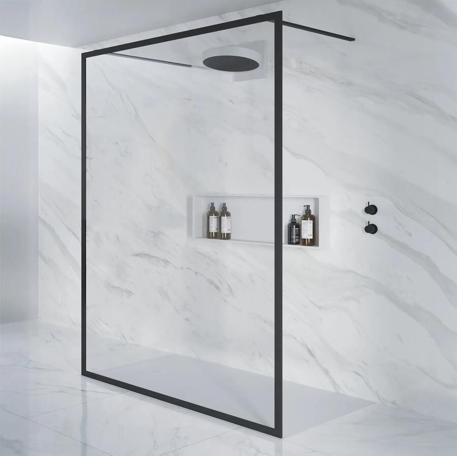 Riho Lucid GD401 vrijstaande douchewand 180x200cm mat zwart