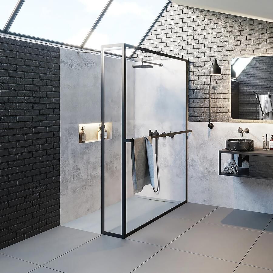 Riho Lucid GD402 douchewand met zijwand 160x200cm matzwart