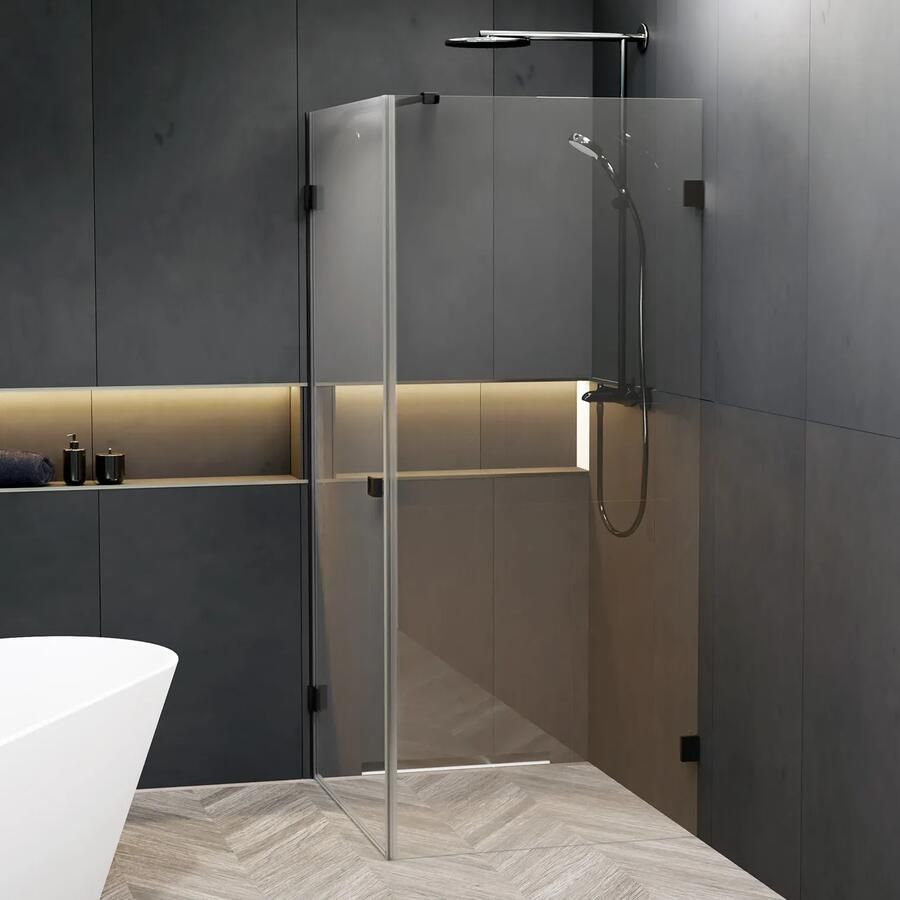 Riho Scandic X201 douchecabine links 100x90cm zwart mat