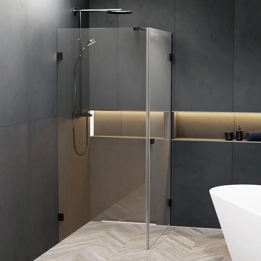 Riho Scandic X201 douchecabine rechts 90x100cm zwart mat