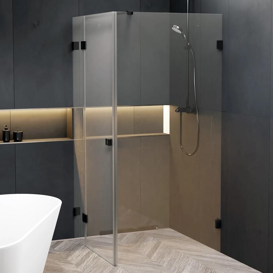 Riho Scandic X203 douchecabine links 80x80cm zwart mat