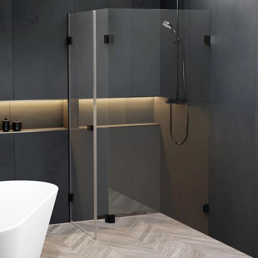 Riho Scandic X204 douchecabine links 160x90cm zwart mat