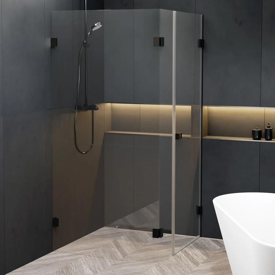 Riho Scandic X204 douchecabine rechts 140x80cm zwart mat