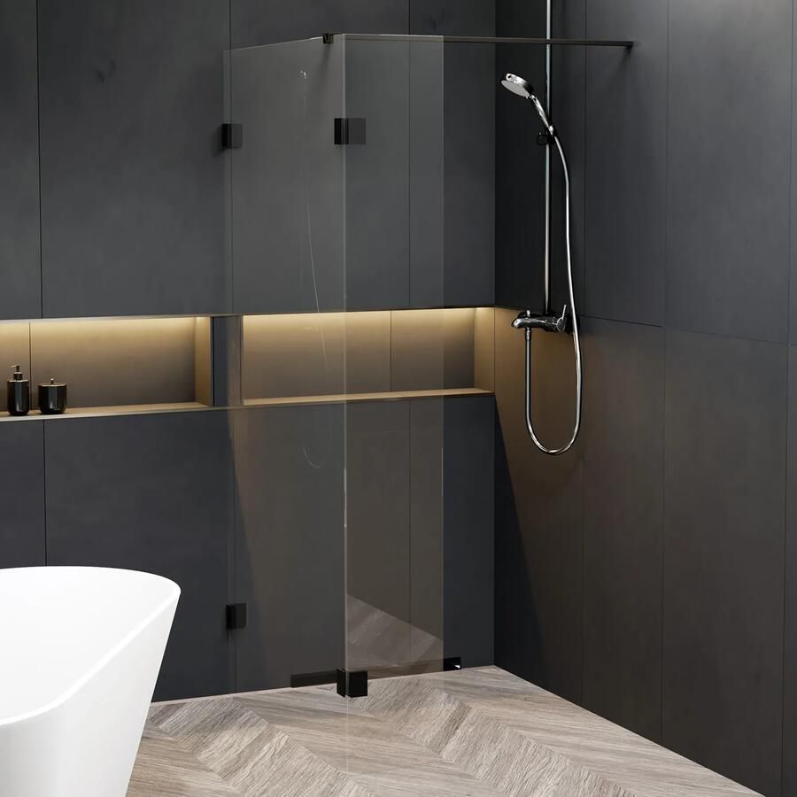 Riho Scandic X400 inloopdouche 85cm zwart mat