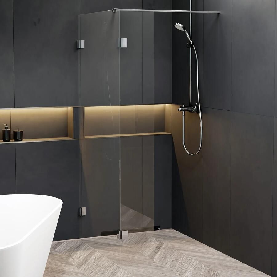 Riho Scandic X402 inloopdouche 120cm met 30cm zijwand chroom