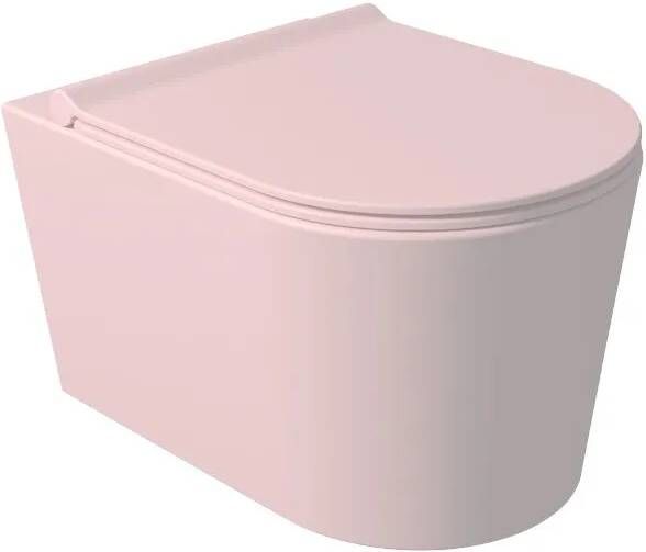 Salenzi Wandcloset Civita 50x35x36.5 cm Keramiek Rimless Mat Roze Zonder Zitting