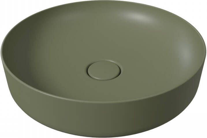 Salenzi OP=OP Opbouw Waskom Form 45cm Mat Legergroen (inclusief bijpassende afvoerplug)