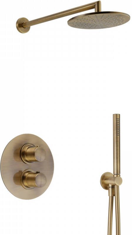 Salenzi Regendoucheset Inbouw Giro R Muur Uitloop Gegalvaniseerd Geborsteld Messing Goud 30 cm OP=OP