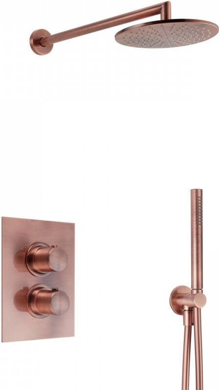 Salenzi Regendoucheset Inbouw Giro S Muur Uitloop Gegalvaniseerd Geborsteld Koper 30 cm OP=OP