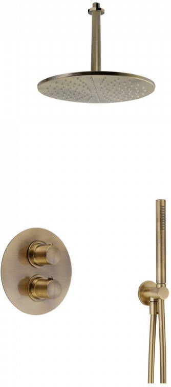 Salenzi Regendoucheset Inbouw Giro R Plafond Uitloop Gegalvaniseerd Geborsteld Messing Goud 20 cm OP=OP