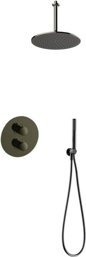 Salenzi Regendoucheset Inbouw Giro R Plafond Uitloop Gegalvaniseerd Messing Zwart Chroom 30 cm