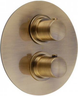 Salenzi Inbouwthermostaat met Afbouwdeel Giro Rond Geborsteld Messing Goud