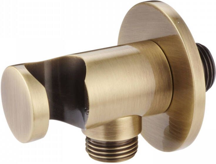 Salenzi Opsteek Handdouche met Wateruitlaat in Muur Giro Geborsteld Messing Goud OUTLET