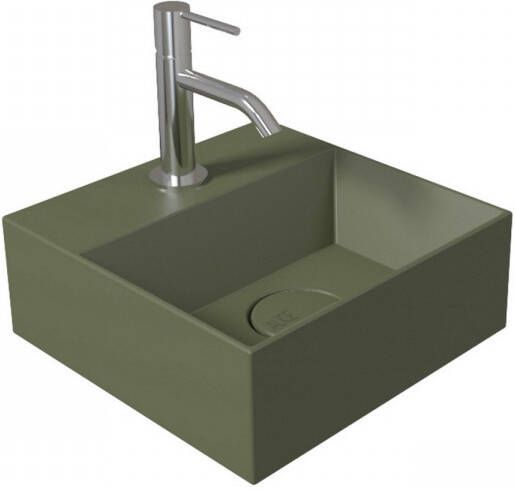 Salenzi Fontein Spy 30x30 cm Mat Legergroen (inclusief bijpassende waste) op=op