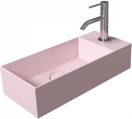 Salenzi Fontein Spy 45x20 cm Mat Roze Kraangat Rechts (inclusief bijpassende waste)