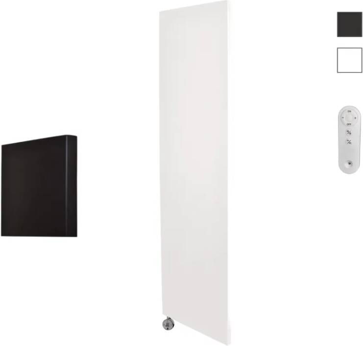 Sanicare Denso elektrische radiator 40x180cm wit mat met afstandsbediening en thermostaat chroom linksonder