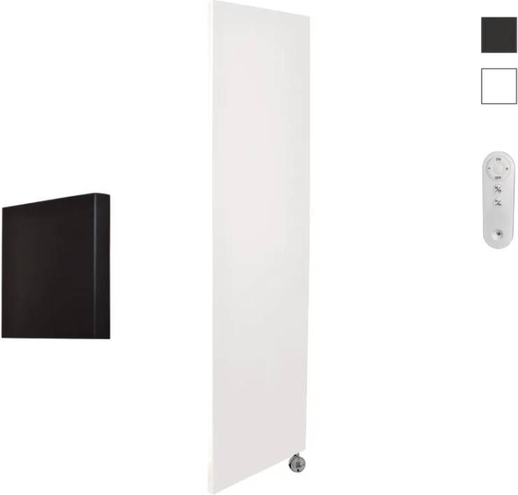 Sanicare Denso elektrische radiator 40x180cm wit mat met afstandsbediening en thermostaat chroom rechtsonder