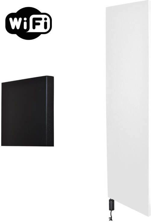 Sanicare Denso elektrische radiator 40x180cm wit mat met WiFi en thermostaat links zwart