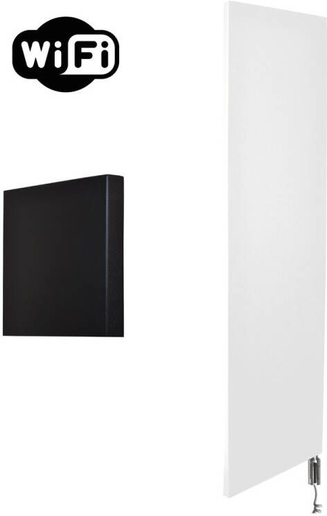 Sanicare Denso elektrische radiator 40x180cm wit mat met WiFi en thermostaat rechts chroom