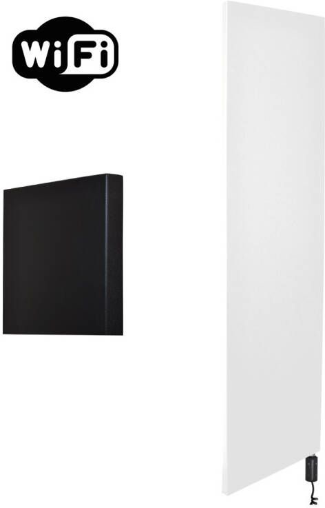 Sanicare Denso elektrische radiator 40x180cm wit mat met WiFi en thermostaat rechts zwart