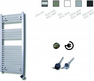 Sanicare electrische design radiator 111 8x45cm zilver-zwart