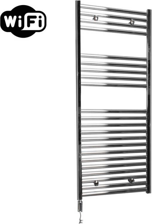 Sanicare elektrische design radiator 45x112cm chroom met WiFi en thermostaat links chroom