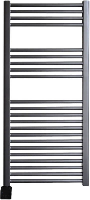 Sanicare elektrische design radiator 45x112cm gunmetal met Bluetooth en thermostaat links zwart