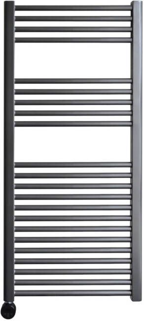 Sanicare elektrische design radiator 45x112cm gunmetal met thermostaat links zwart