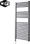 Sanicare Elektrische Radiator HWV Met Wifi 111 8x45 cm Gunmetal 596W Met Thermostaat Chroom Linksonder - Thumbnail 2