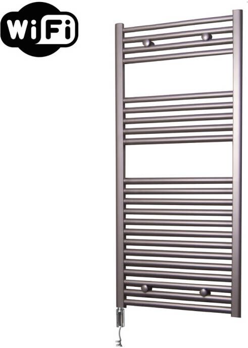 Sanicare elektrische design radiator 45x112cm inox-look met WiFi en thermostaat links chroom