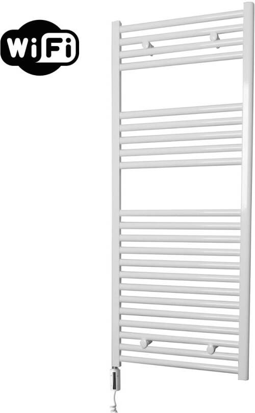 Sanicare elektrische design radiator 45x112cm wit met WiFi en thermostaat links wit