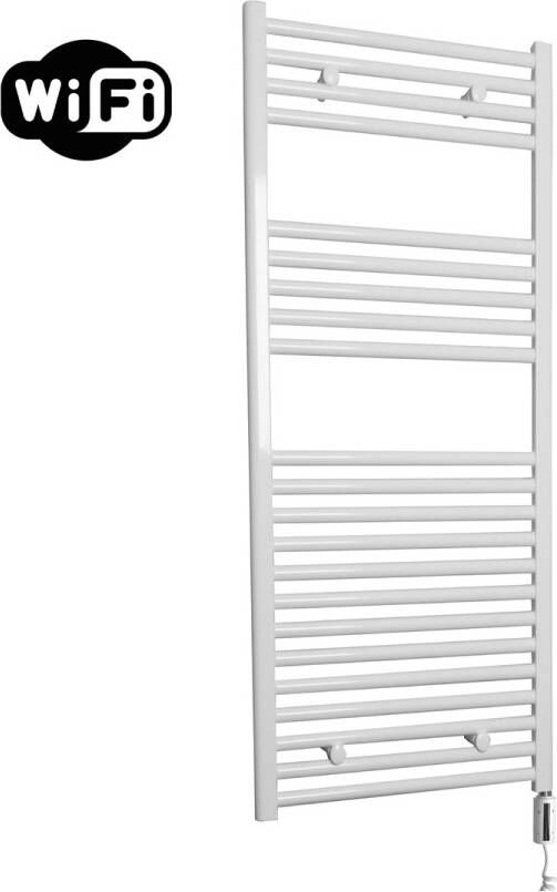 Sanicare elektrische design radiator 45x112cm wit met WiFi en thermostaat rechts wit