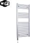 Sanicare Elektrische Radiator HWV Met Wifi 111 8x45 cm Zilver Grijs 596W Met Thermostaat Chroom Linksonder - Thumbnail 2