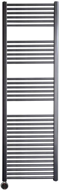 Sanicare elektrische design radiator 45x172cm gunmetal met thermostaat links chroom